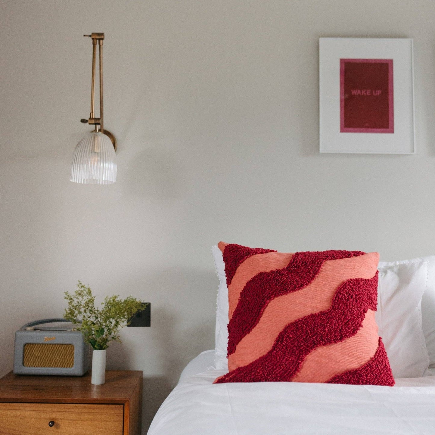TBCo Textured Magenta Wave Cotton Pillow Cover