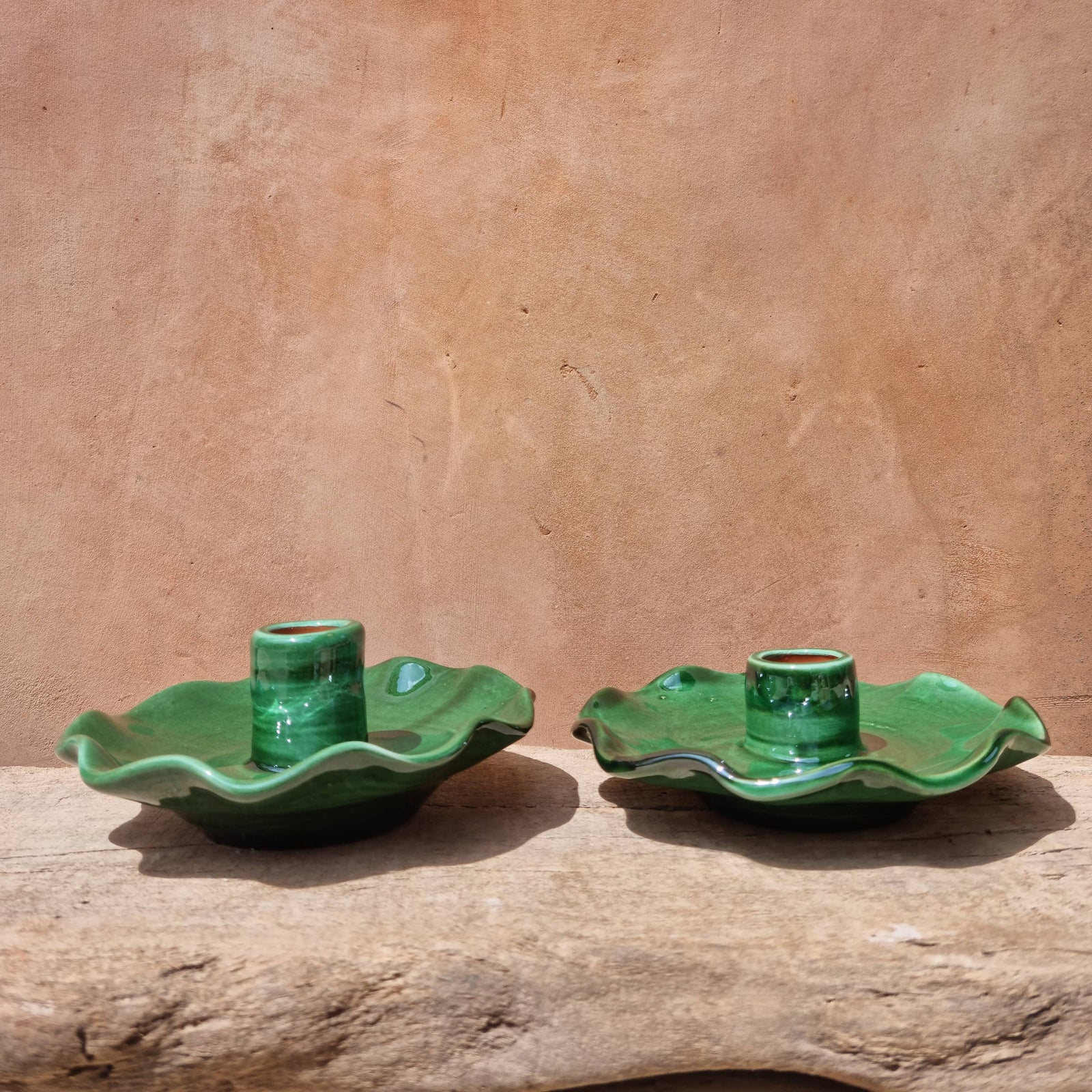 Glazed Ruffle Candle Holder