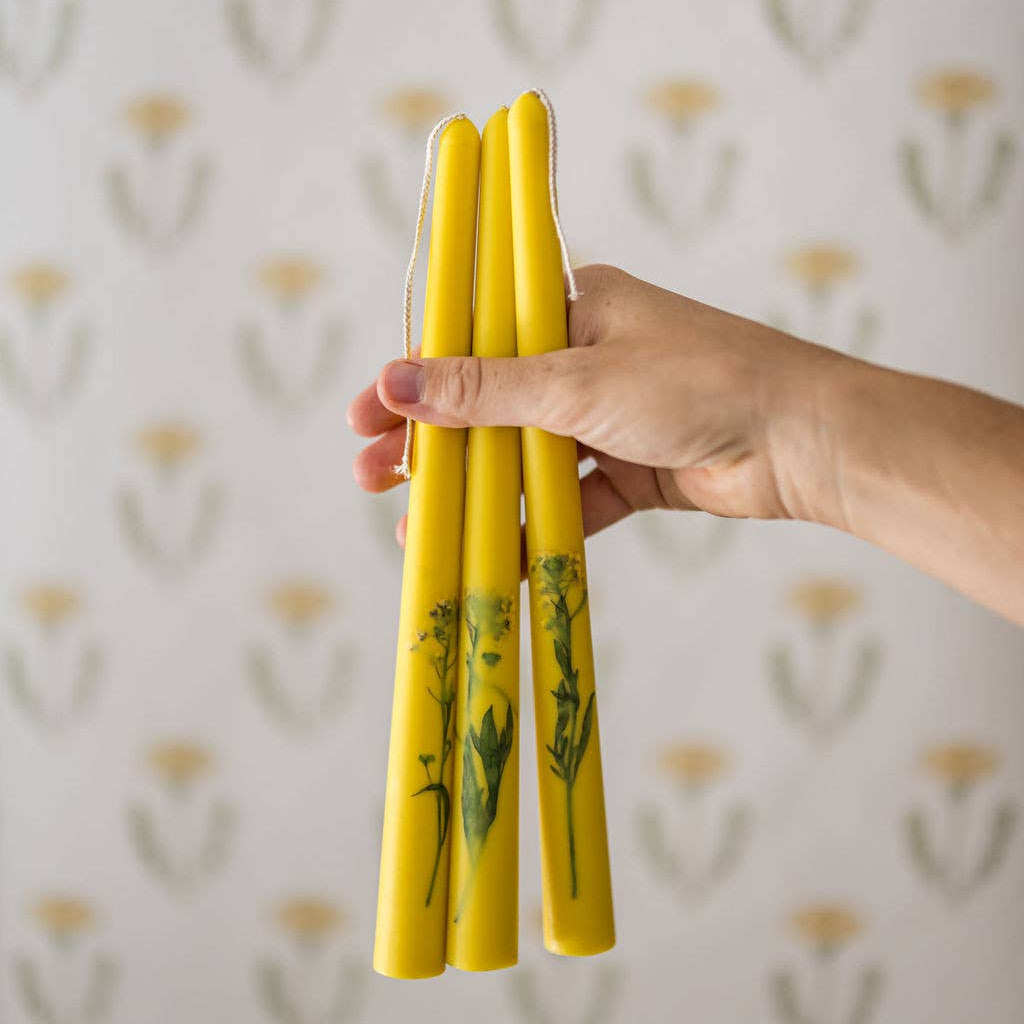 Floral Inlaid Tapered Candles