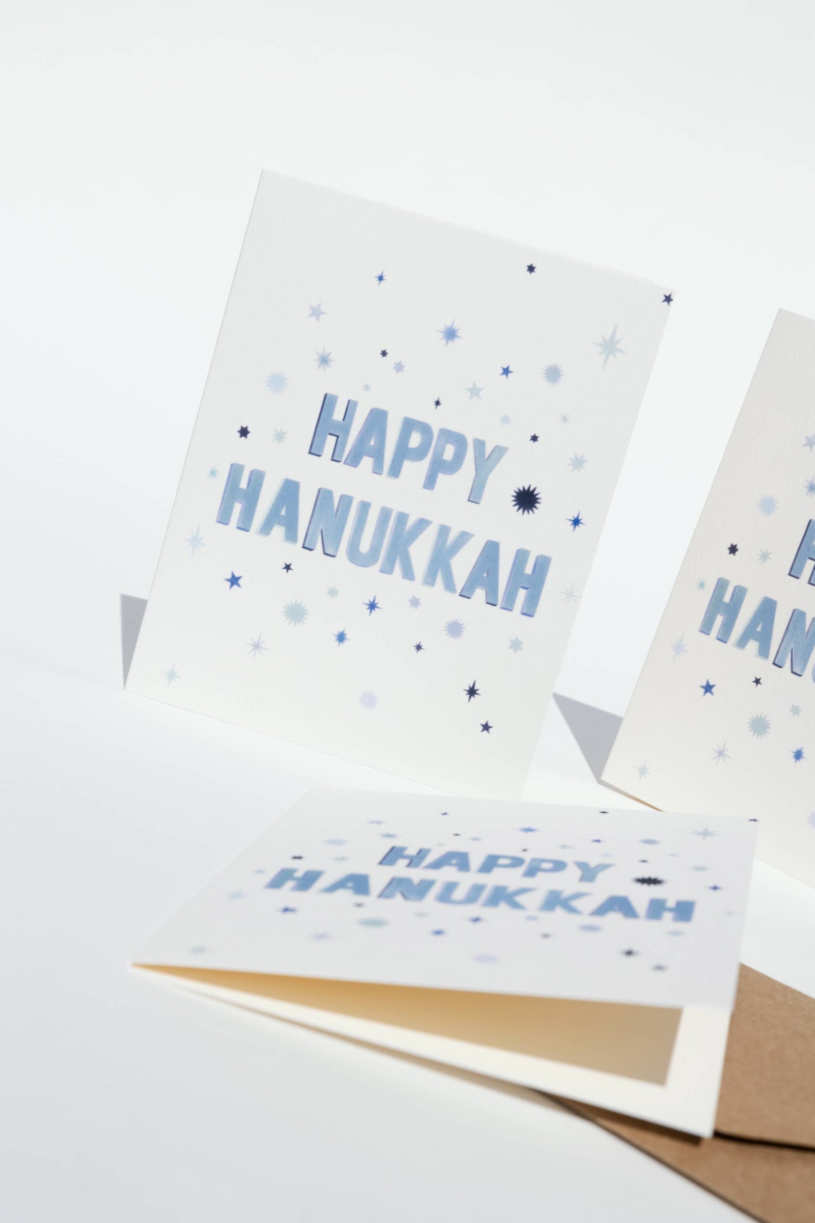 Blue Stars Happy Hanukkah Card