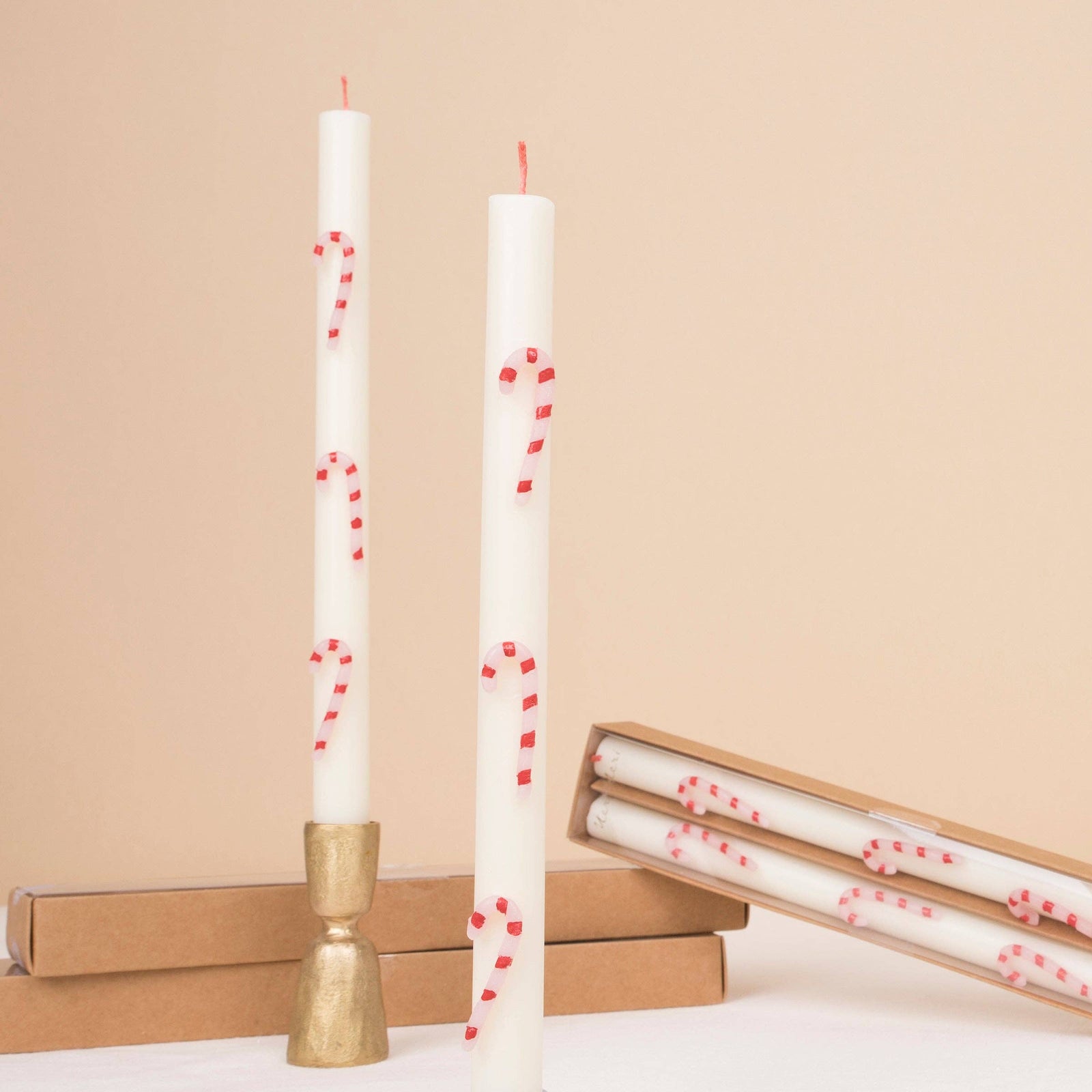 Candy Cane Taper Candles