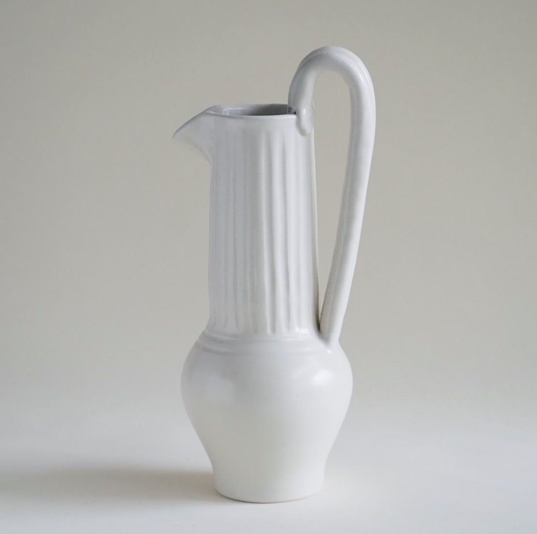 Objet Aimee Ceramic Serpent Satin White Pitcher