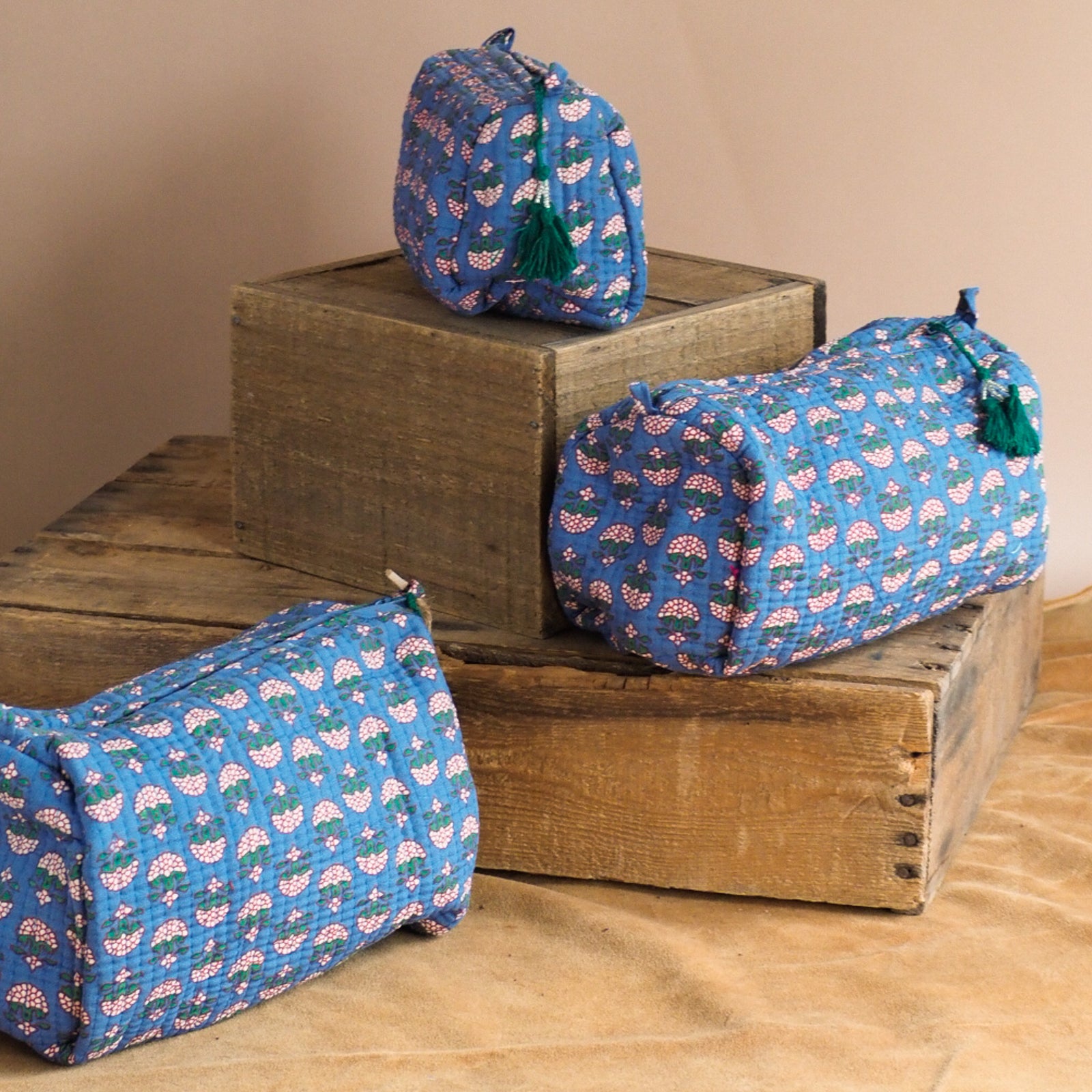 Pardesi Quilted Cosmetic Pouch Set of 3