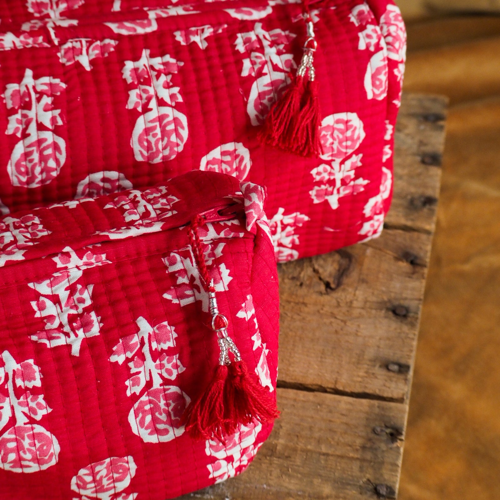 Pardesi Quilted Cosmetic Pouch Set of 3