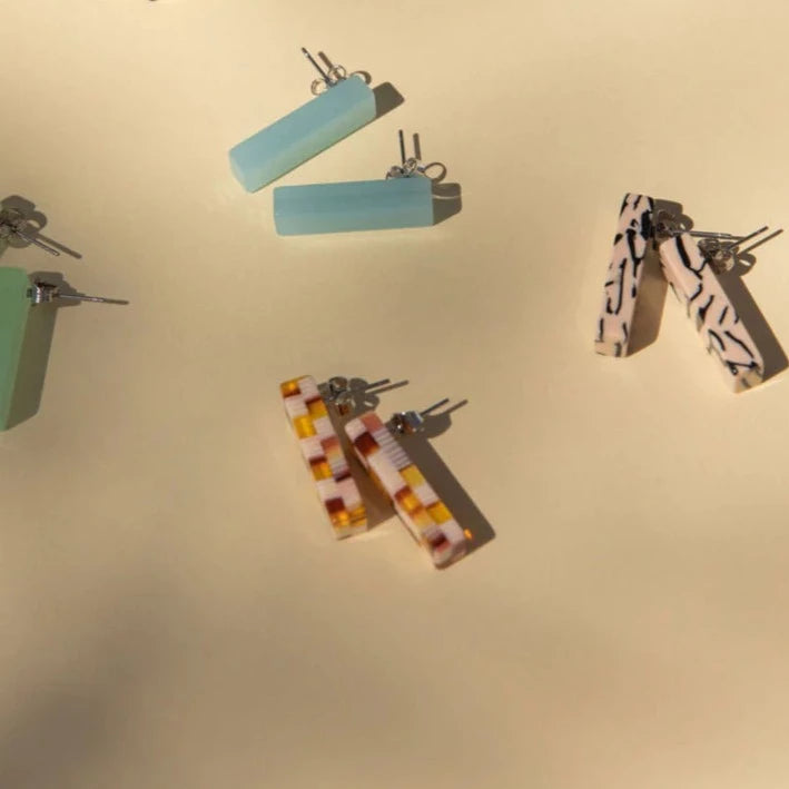 Checkered Ivy Stud Earrings by Nat + Noor