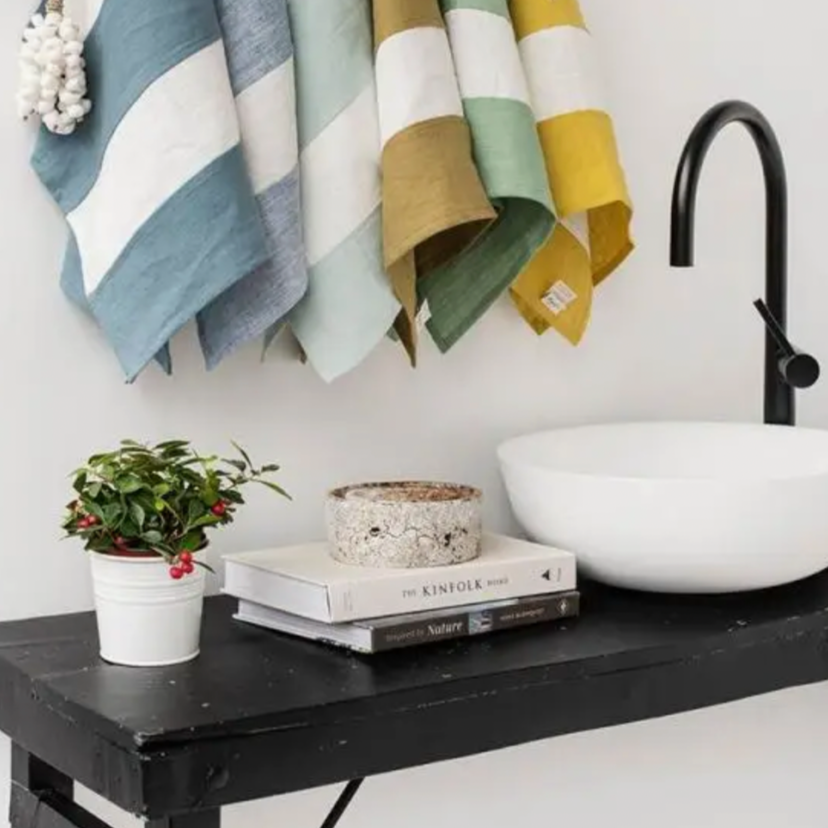 Zero-waste Striped Linen Tea Towel