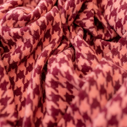TBCo Lambswool Scarf in Berry Houndstooth