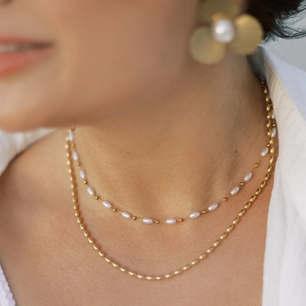 Liv Bella Vita Camilla Rice Bead Pearl Necklace