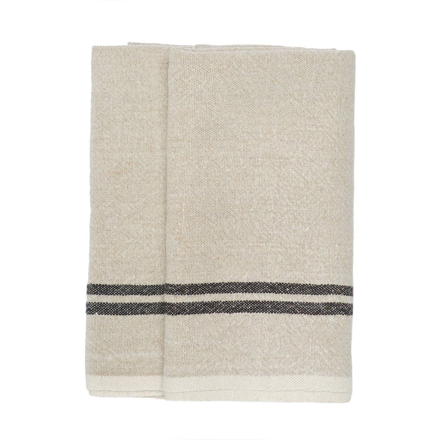 Khadhi Linen Natural & Black Towels