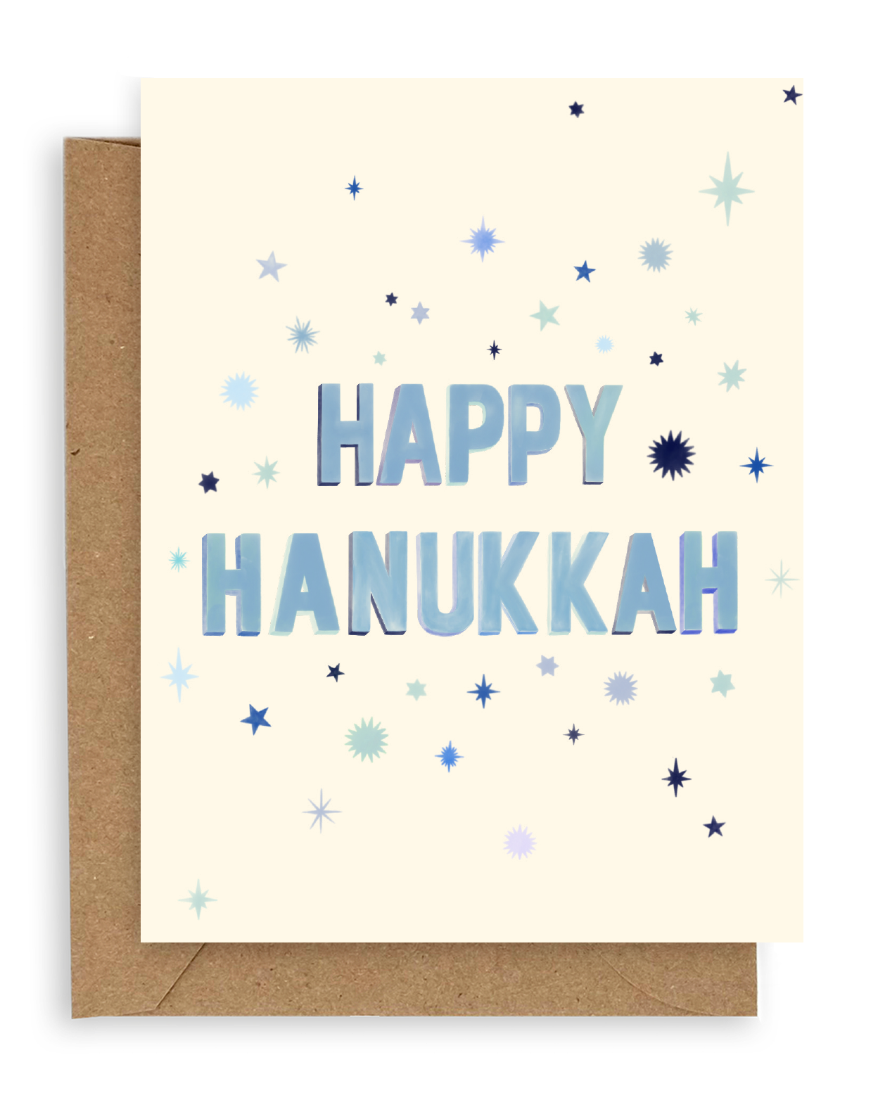 Blue Stars Happy Hanukkah Card
