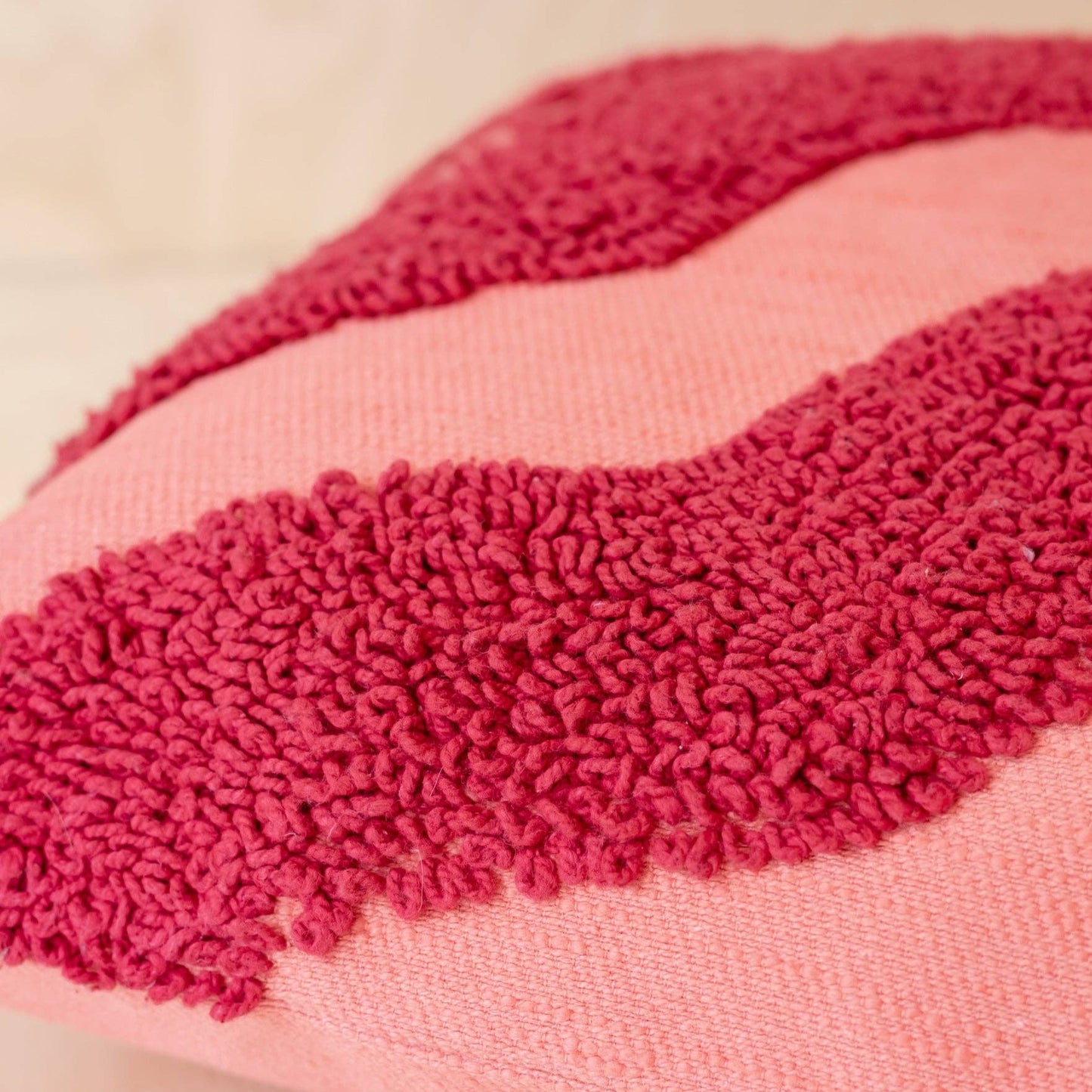 TBCo Textured Magenta Wave Cotton Pillow Cover
