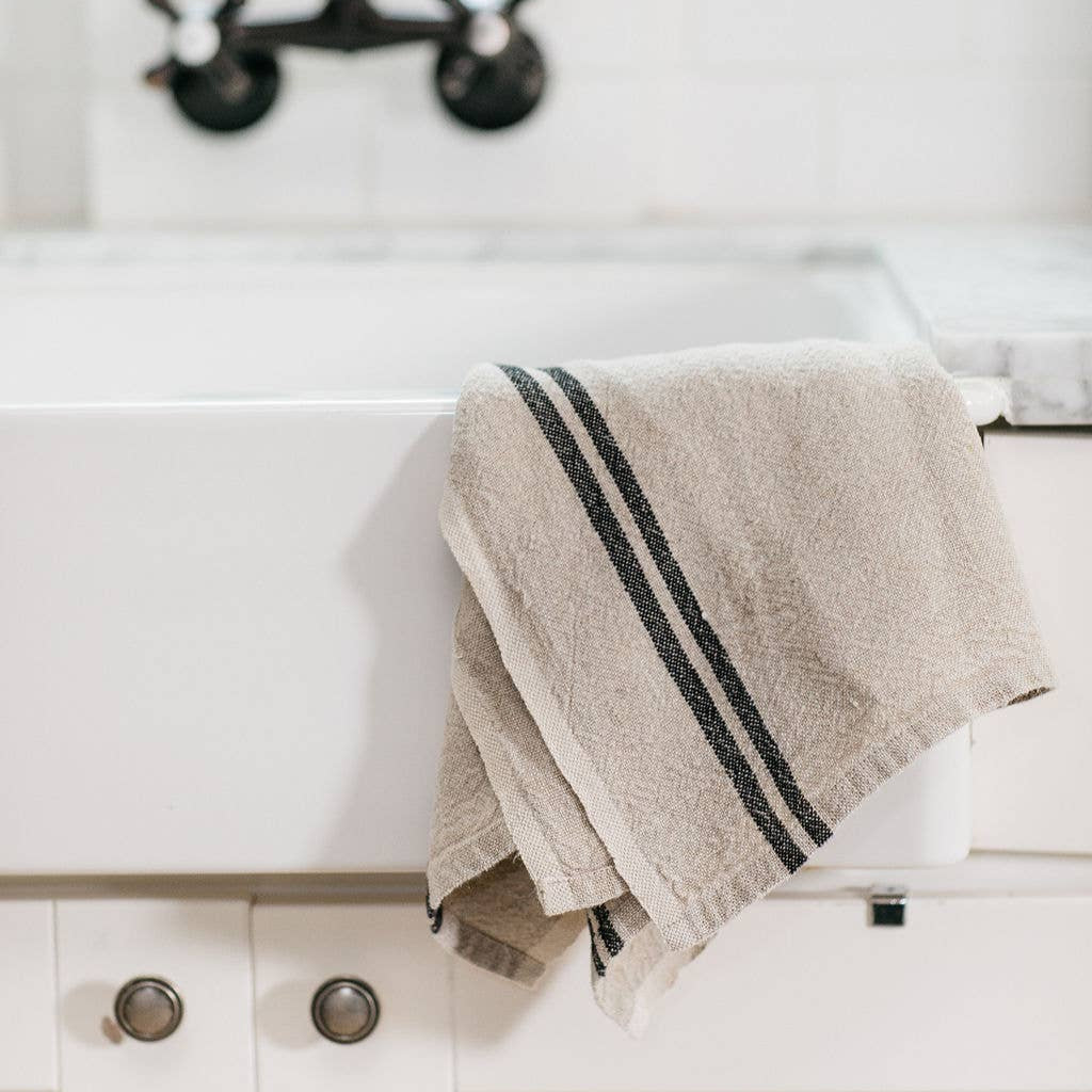 Khadhi Linen Natural & Black Towels
