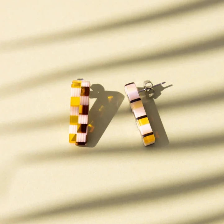 Checkered Ivy Stud Earrings by Nat + Noor