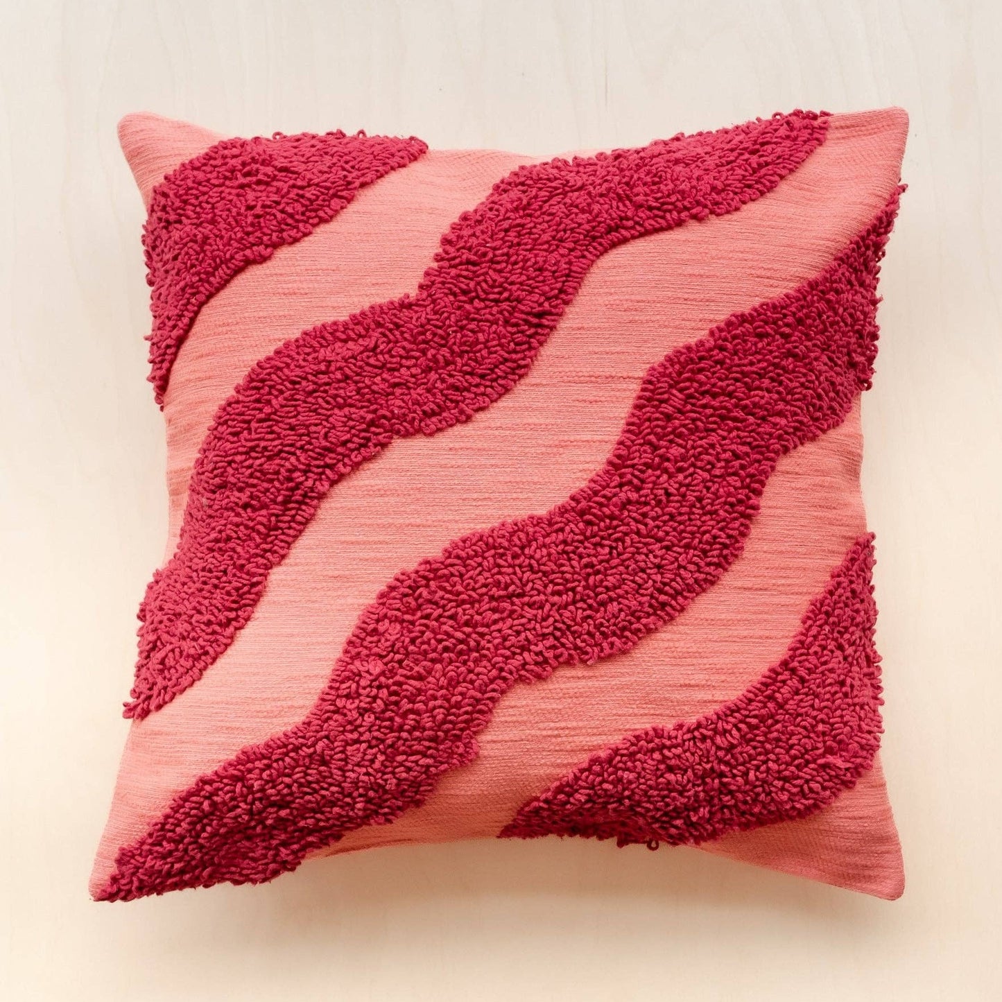 TBCo Textured Magenta Wave Cotton Pillow Cover