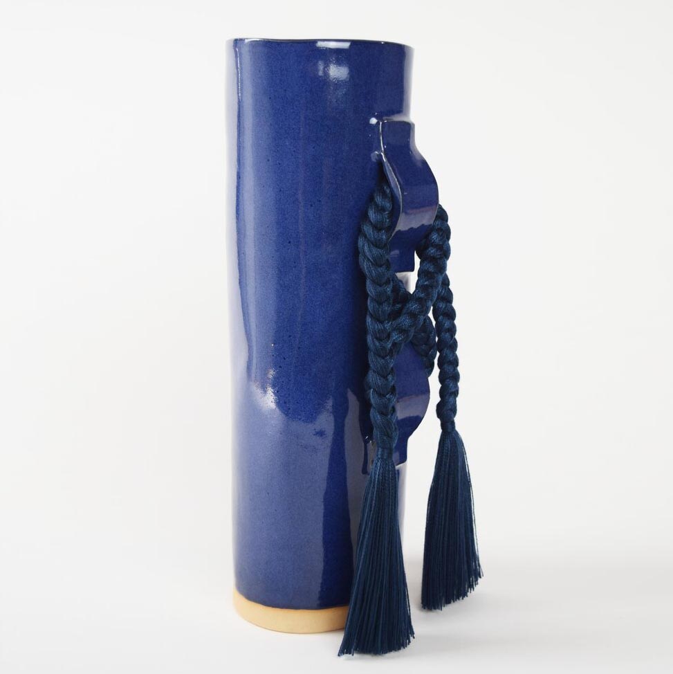 Navy Braided Vase by Karen Gayle Tinney