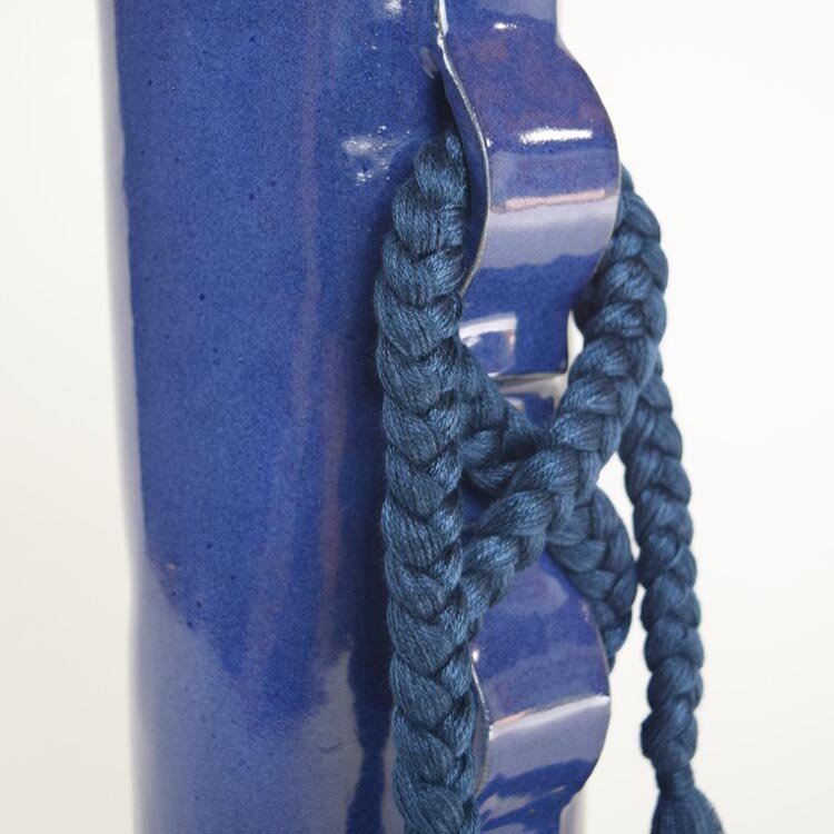 Navy Braided Vase by Karen Gayle Tinney