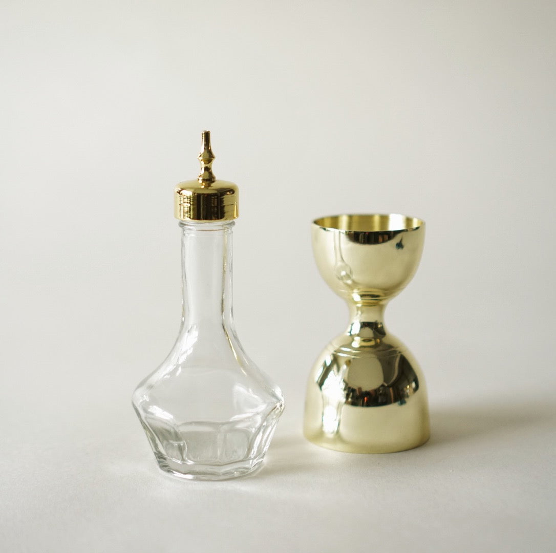 Potion House Gold Bell Jigger and Bitters Bottle - Bar - Cocktail Emporium - Hops Petunia Floral