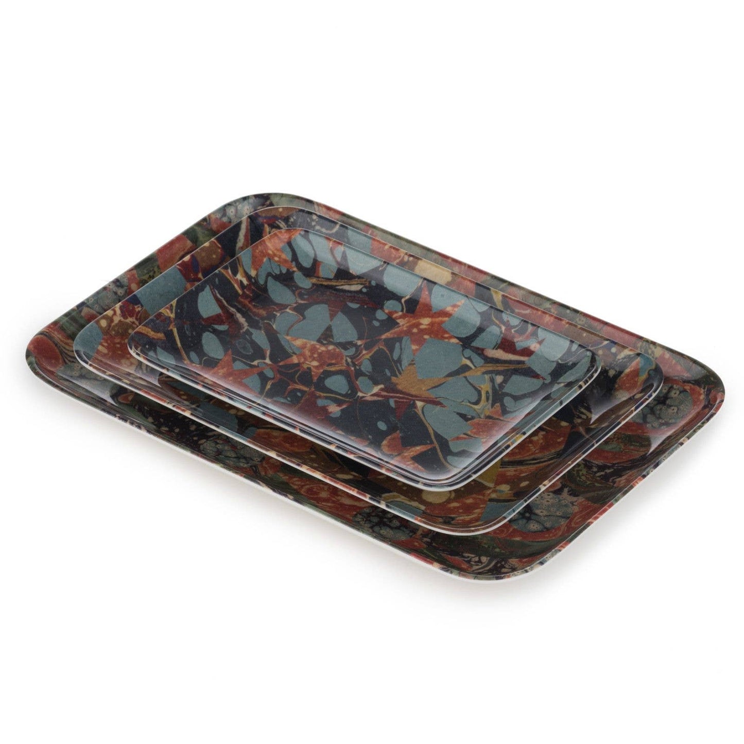 Abstract Melamine Trays, Set of 3