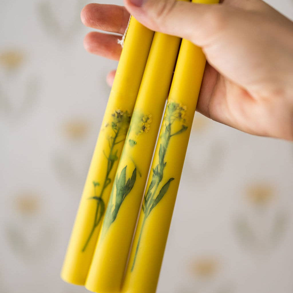 Floral Inlaid Tapered Candles