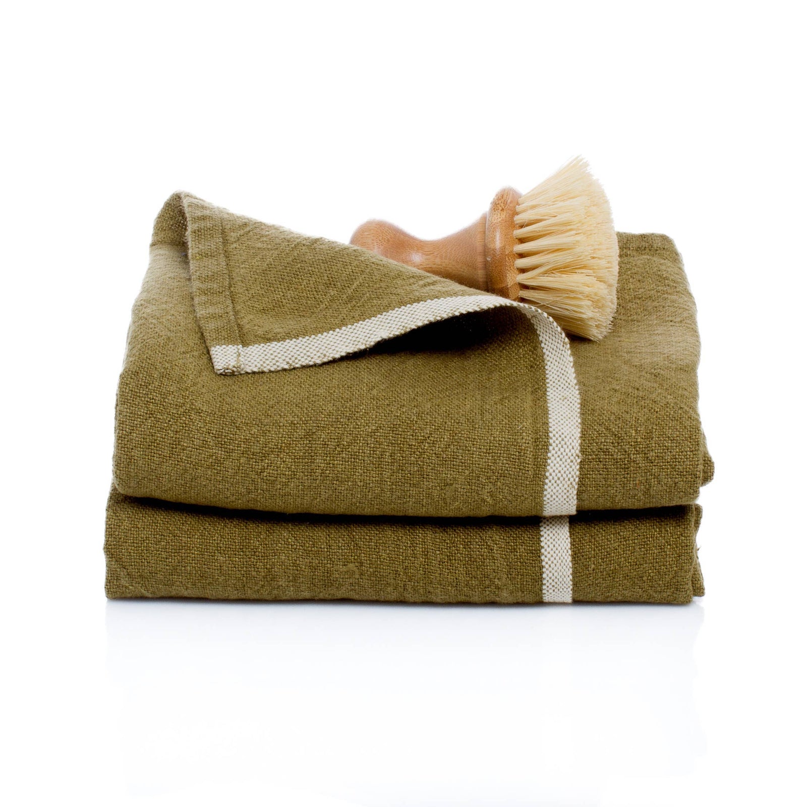 Chunky Linen Forest Green Towels - Set of 2