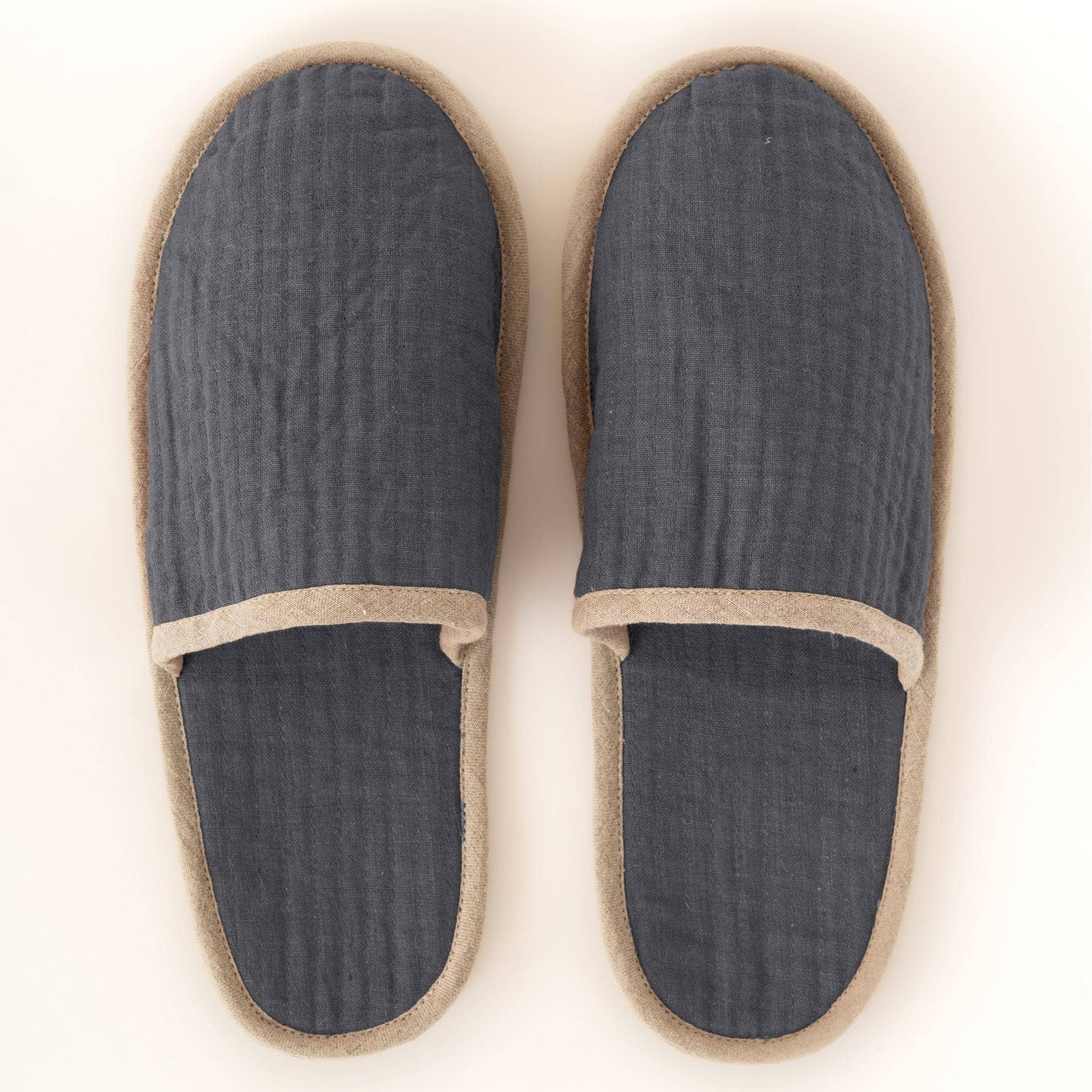 Natural Piping Linen Slippers