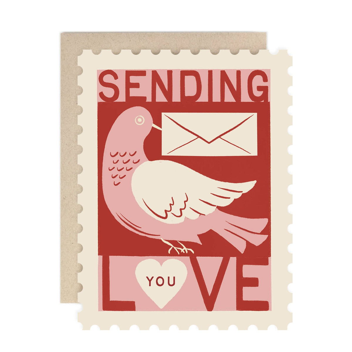 Sending Love Postage Stamp Greeting Card