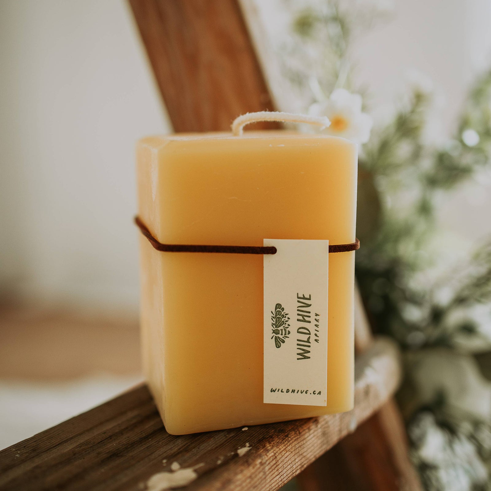 Wild Hive Square Beeswax Candle