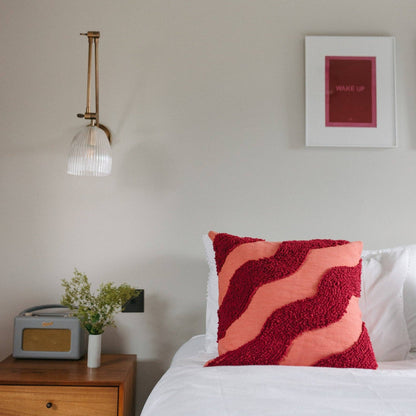 TBCo Textured Magenta Wave Cotton Pillow Cover