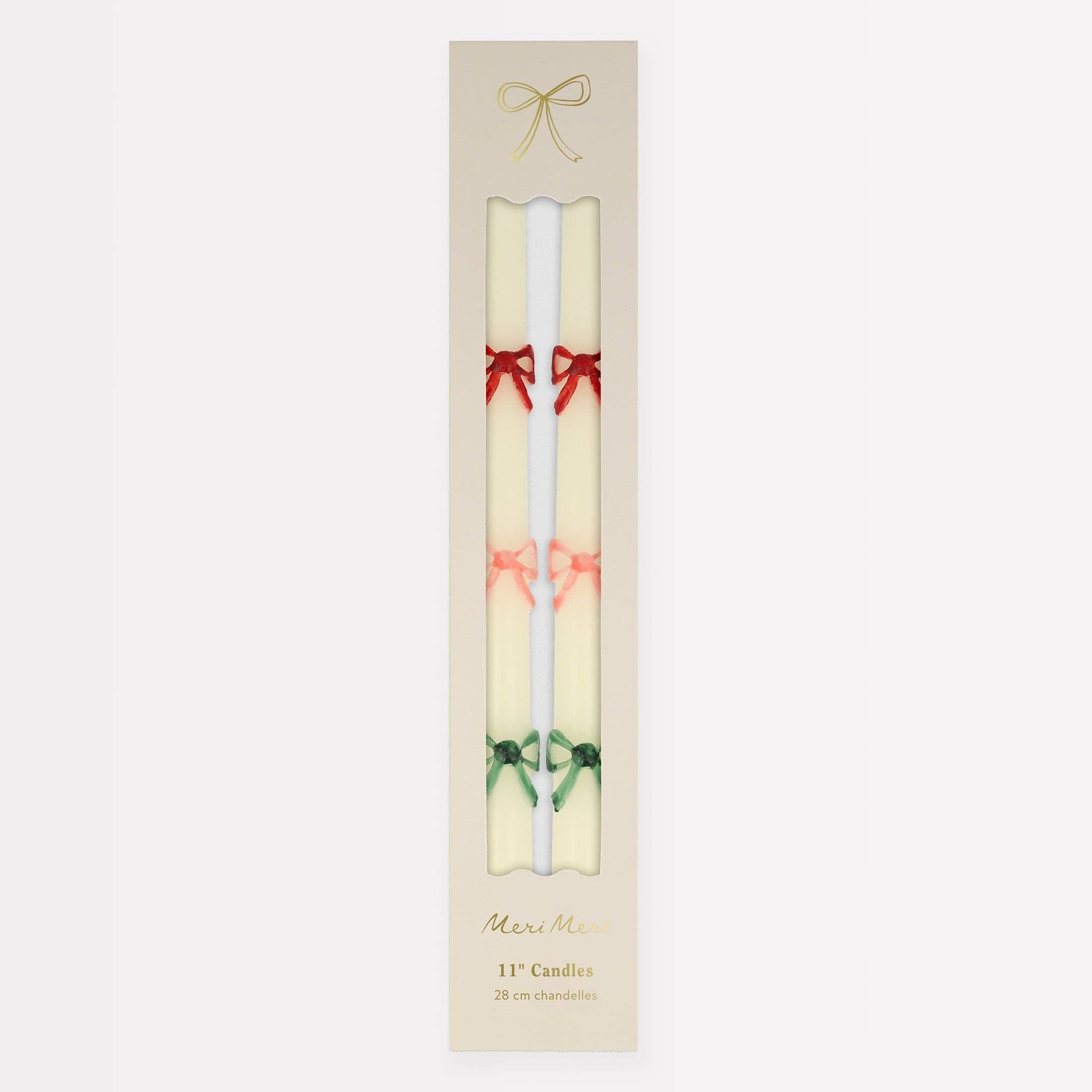 Holiday Mini Bow Taper Candles