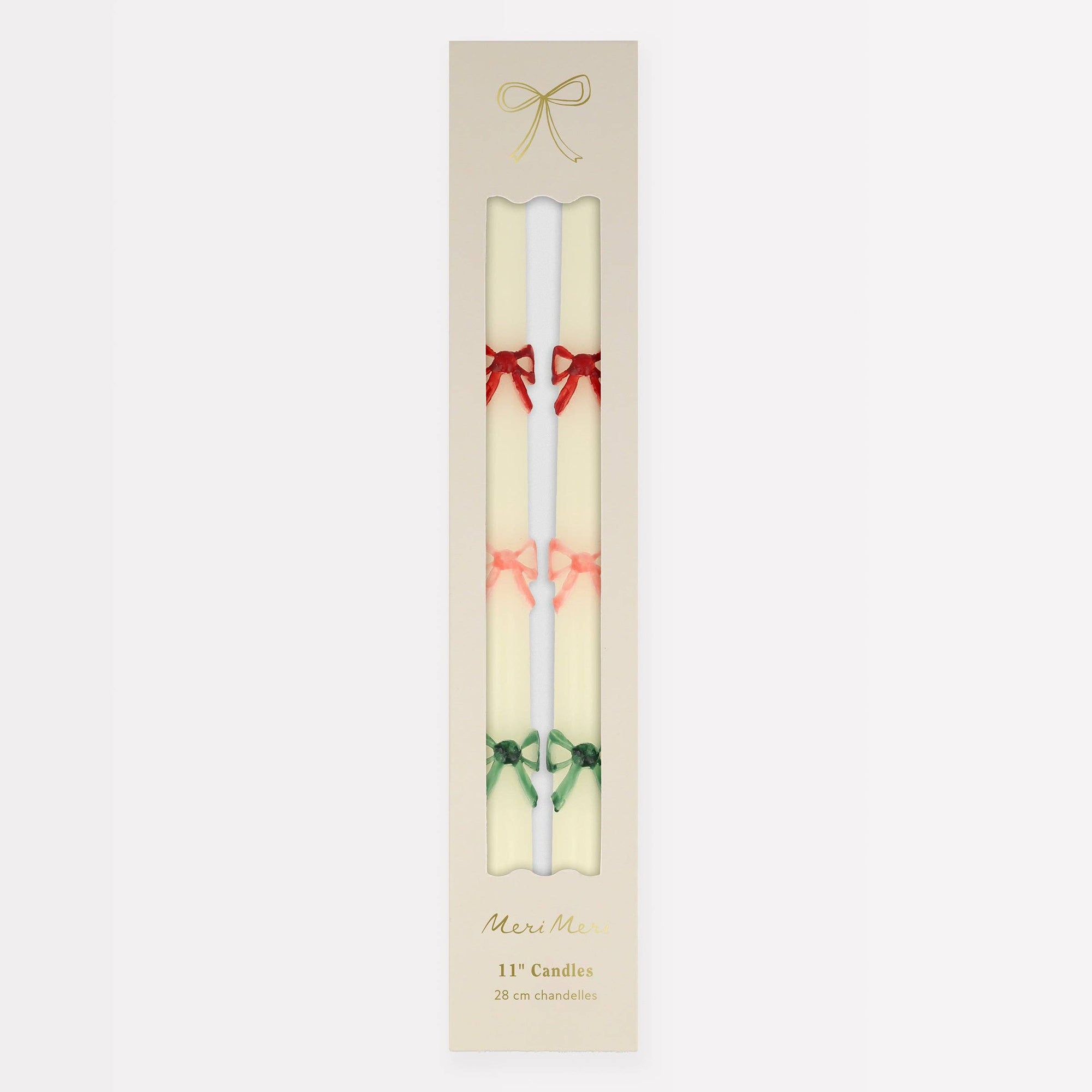Holiday Mini Bow Taper Candles