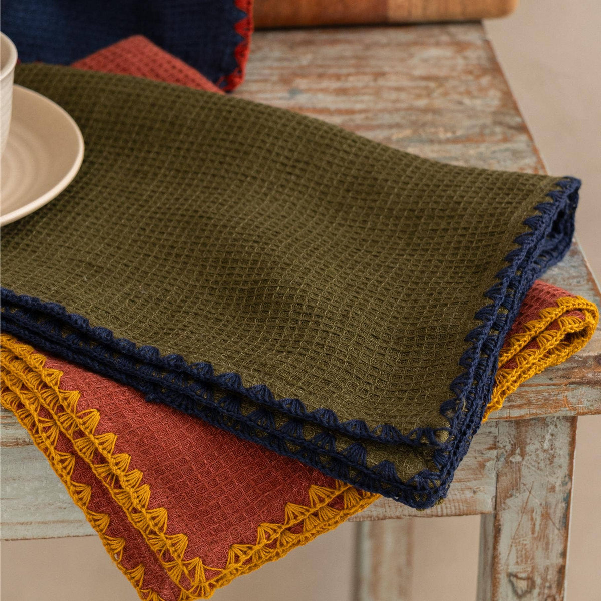 Linen Velour Waffle Kitchen Towel