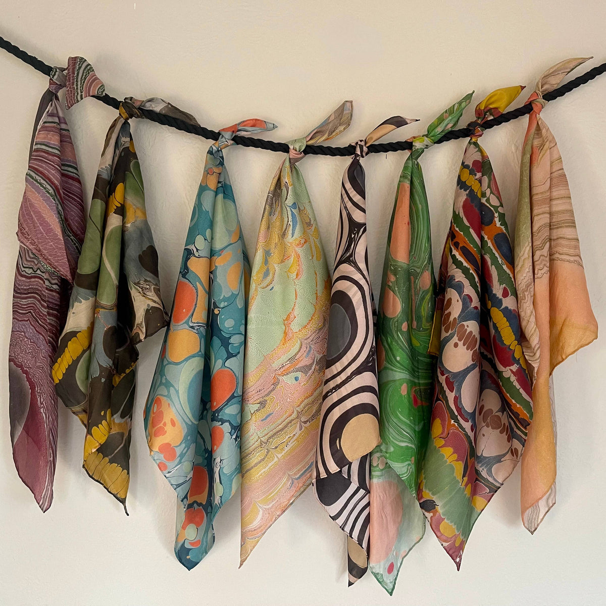 Silk Marbled Bandanas