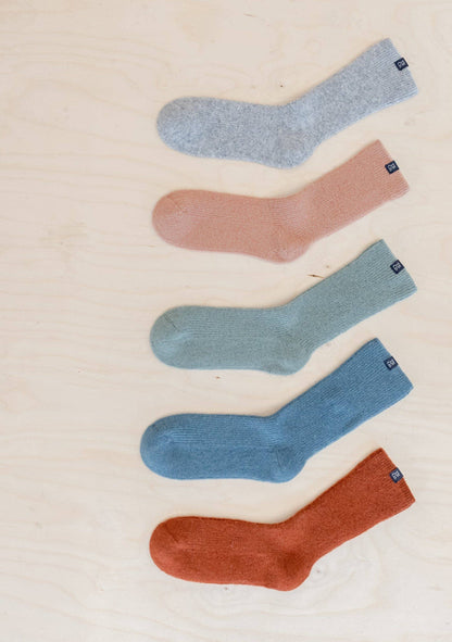 Cashmere & Merino Socks in Stone Blue