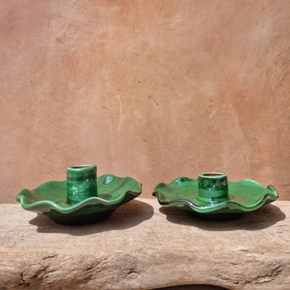 Glazed Ruffle Candle Holder