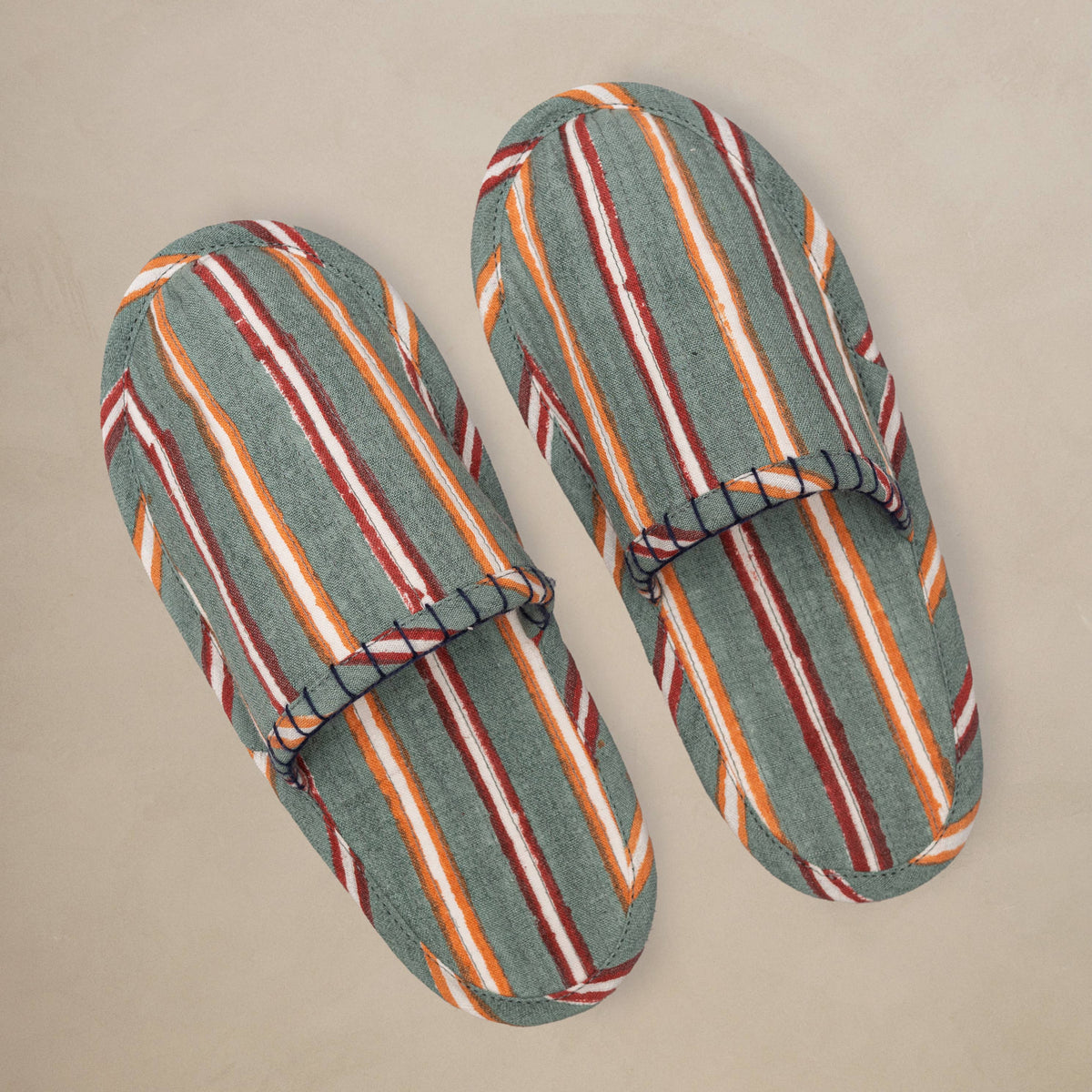 Linen Stripped Slippers