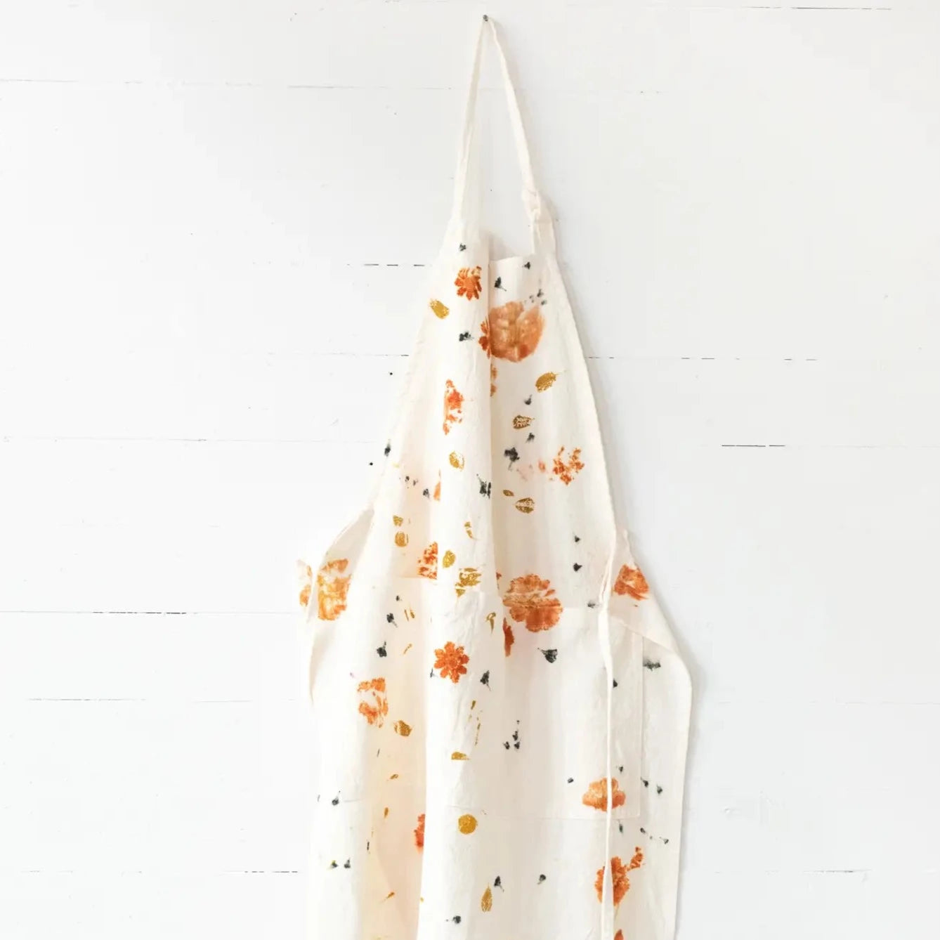 Botanically Dyed Linen Apron in Cream