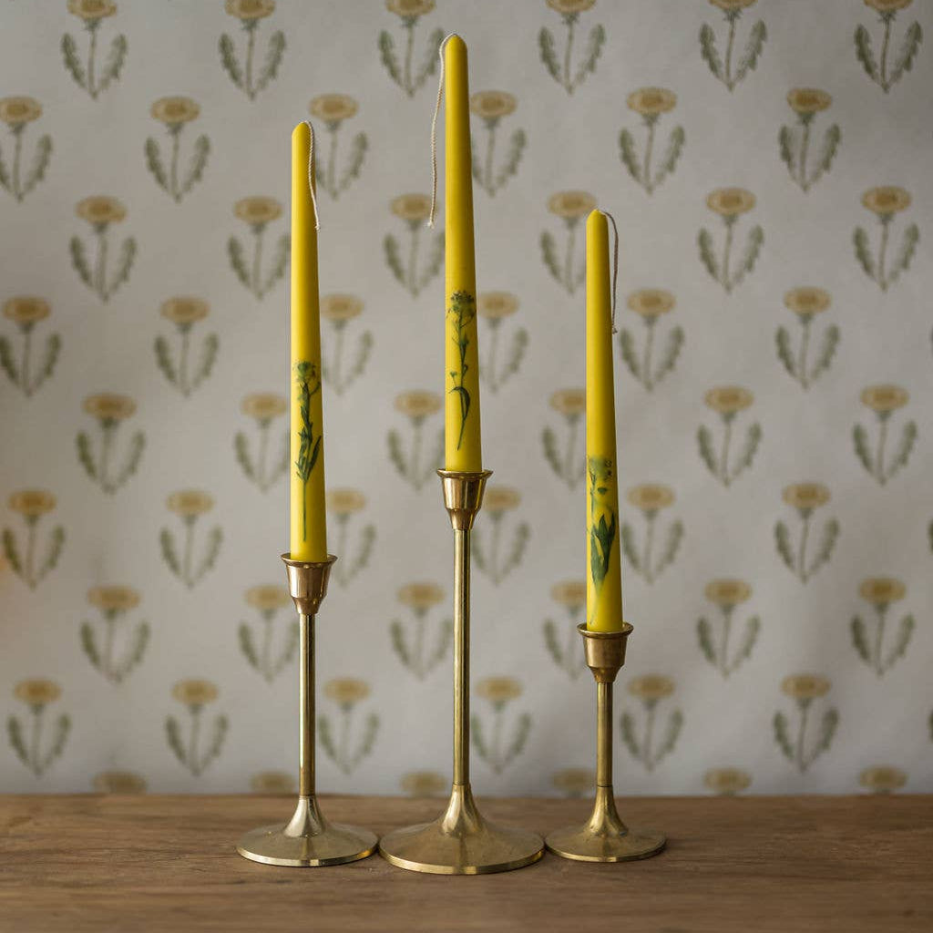 Floral Inlaid Tapered Candles