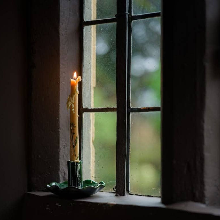Glazed Ruffle Candle Holder