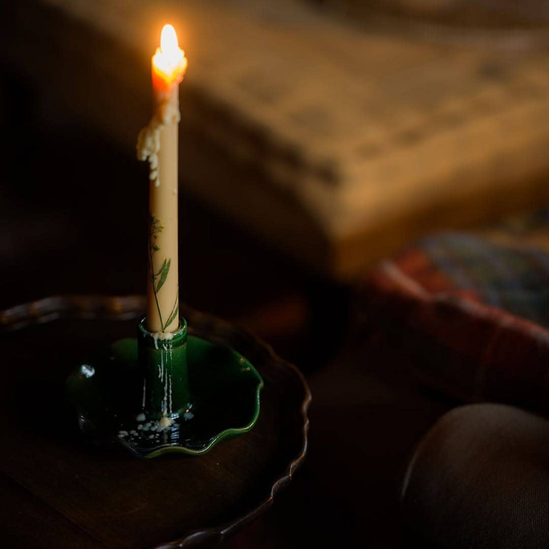 Glazed Ruffle Candle Holder