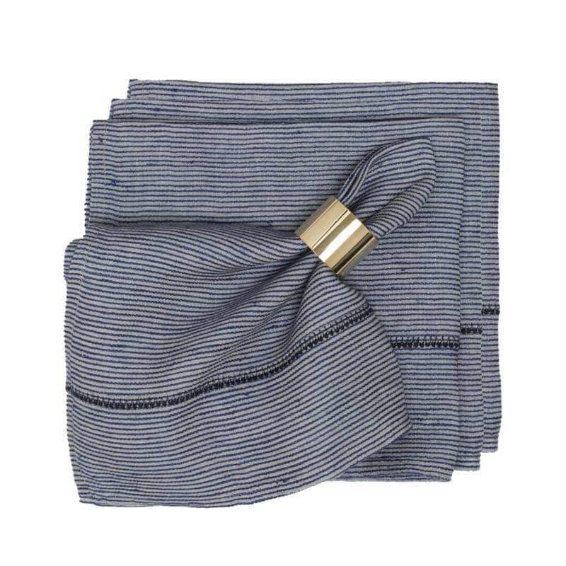 Linen Stitch Napkins Chambray Stripe, Set of 4