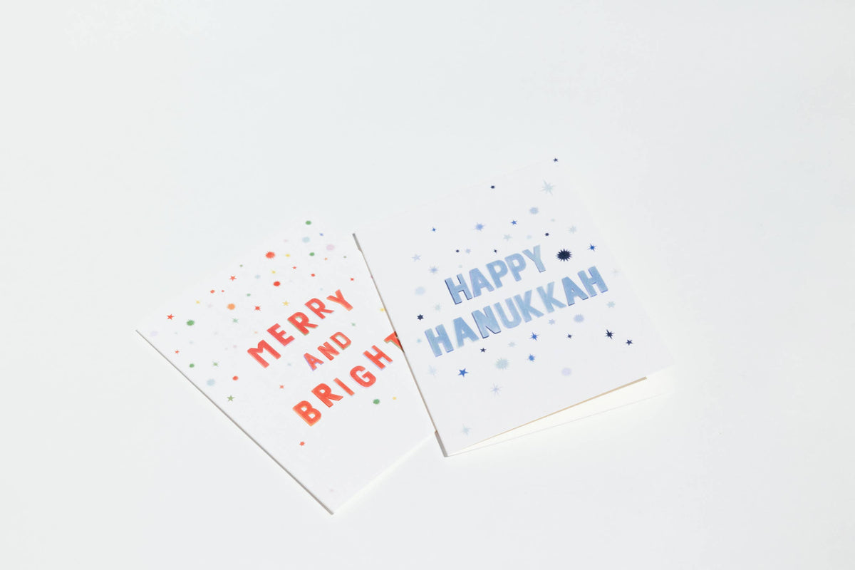 Blue Stars Happy Hanukkah Card