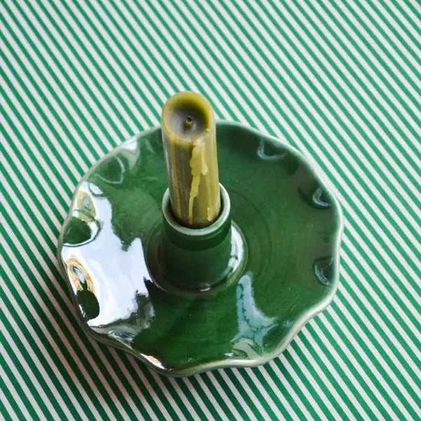 Glazed Ruffle Candle Holder