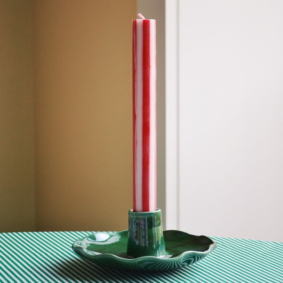 Glazed Ruffle Candle Holder