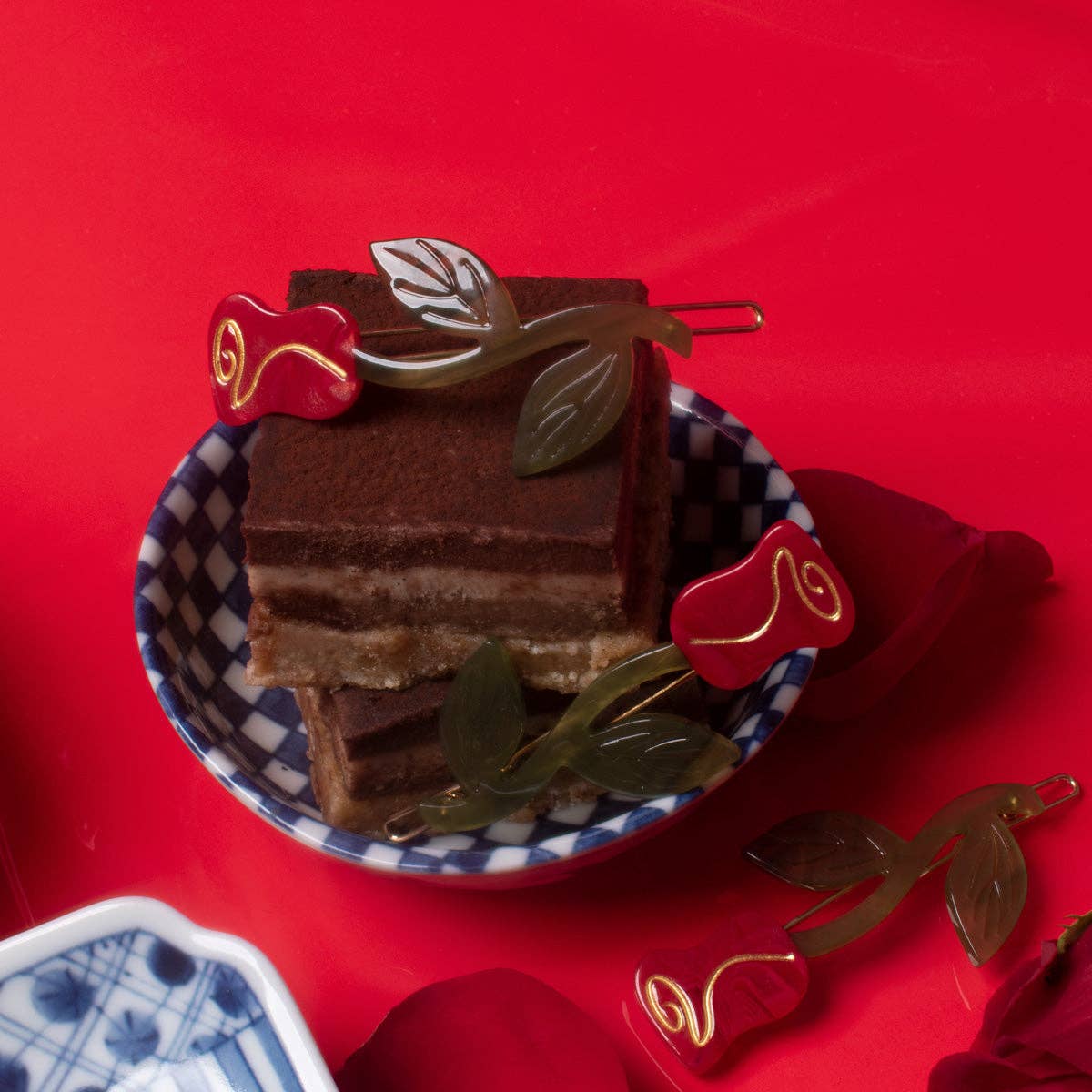 Red Rose Barrette Set