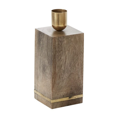 Brass and Wood Candleholders