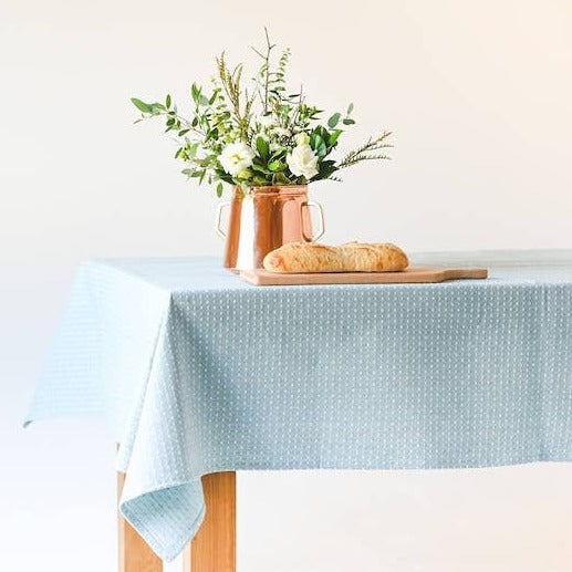 Blue Dotted Tablecloth: 60" x 90"