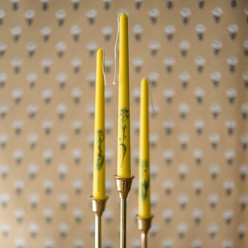 Floral Inlaid Tapered Candles