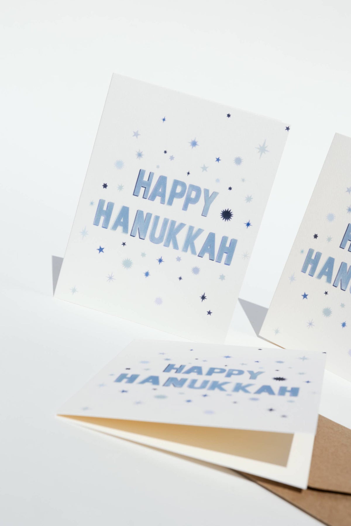 Blue Stars Happy Hanukkah Card