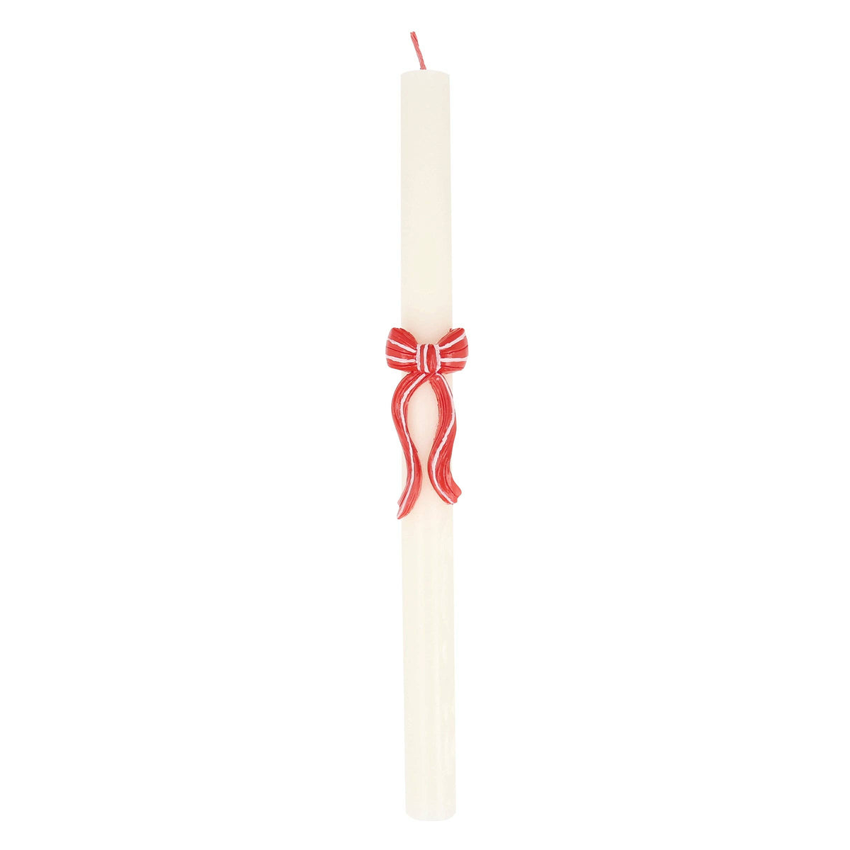Red Stripy Bow Taper Candles