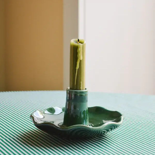 Glazed Ruffle Candle Holder